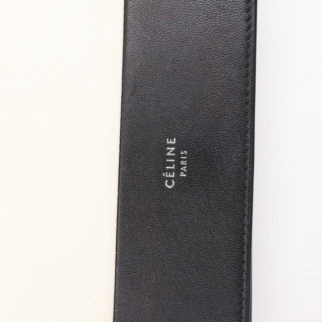 Celine Frame Evening Leather Chain Shoulder Bag in Black × White