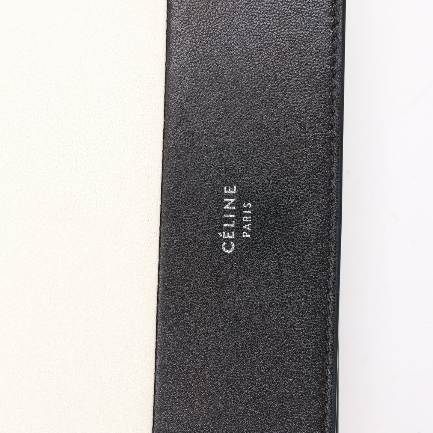 Celine Frame Evening Leather Chain Shoulder Bag in Black × White