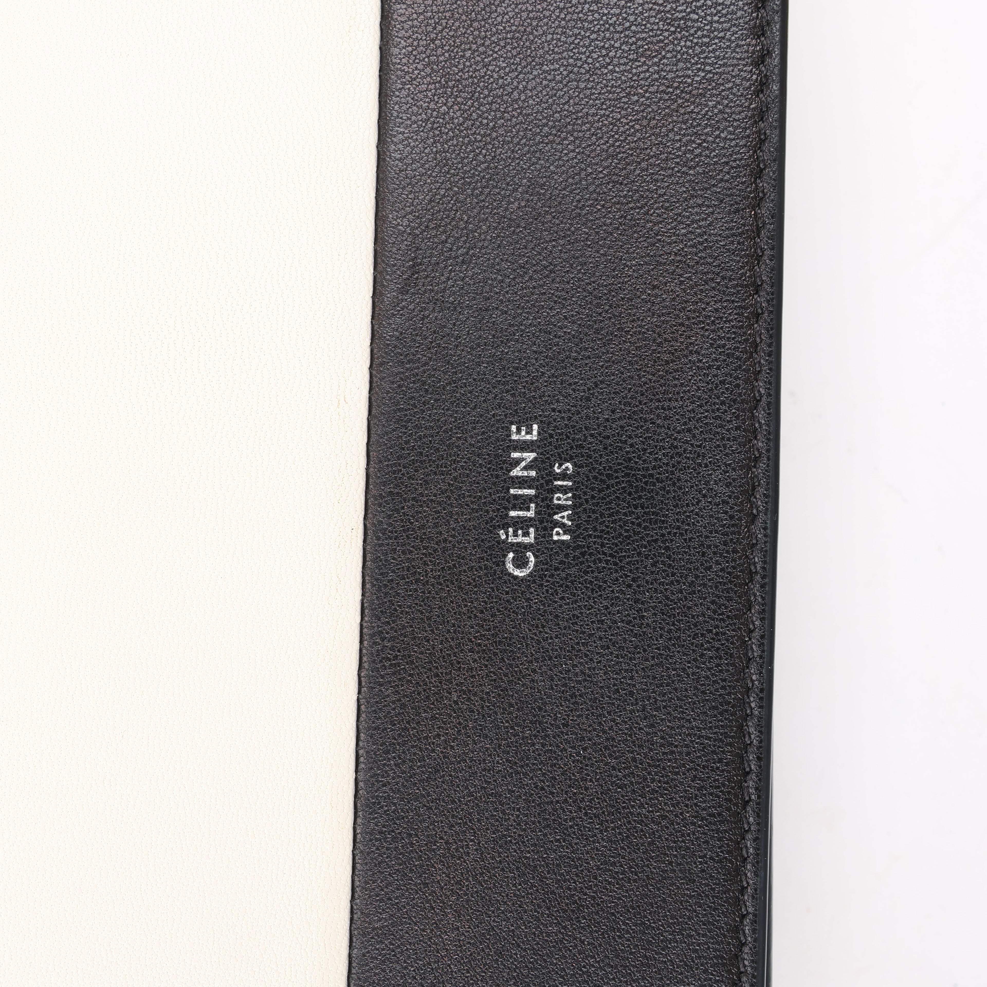 Celine Frame Evening Leather Chain Shoulder Bag in Black × White
