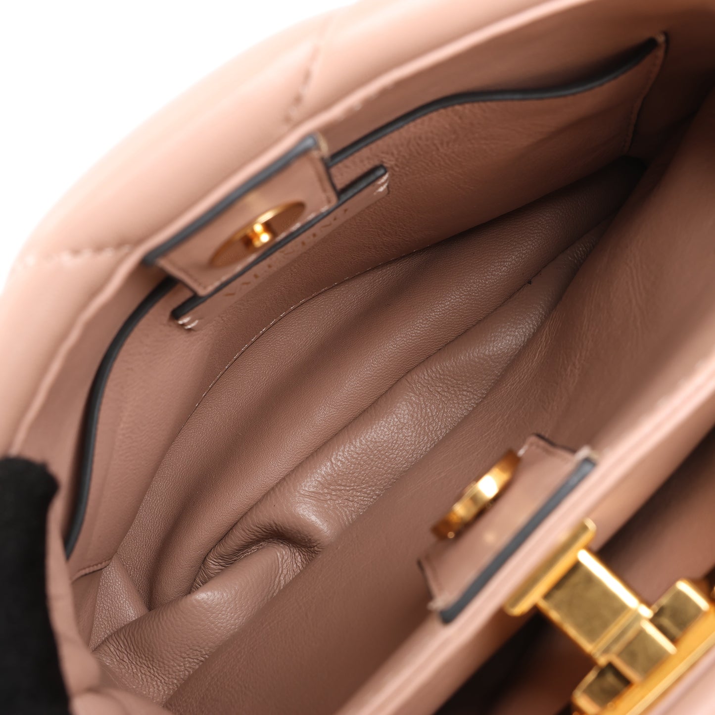 Sac à main 3 compartiments en cuir Roman Studs Valentino Garavani beige poudré