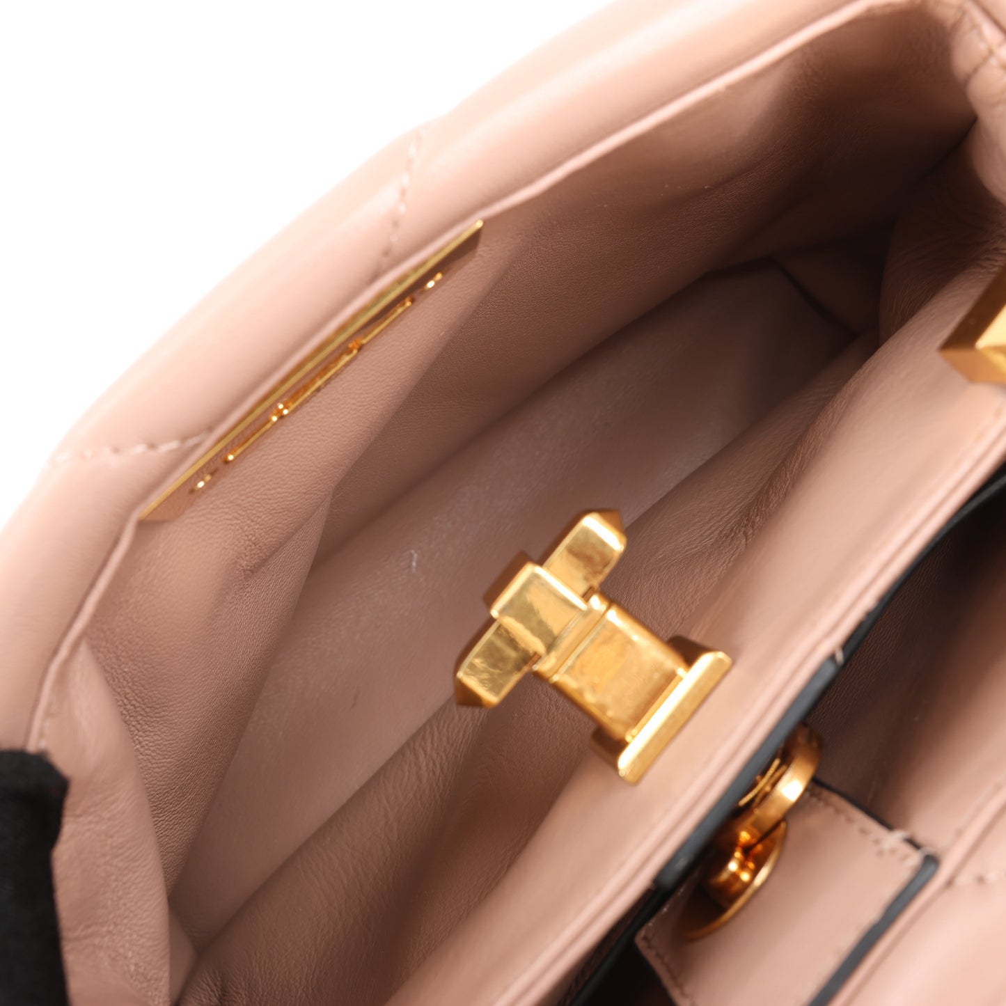 Sac à main 3 compartiments en cuir Roman Studs Valentino Garavani beige poudré