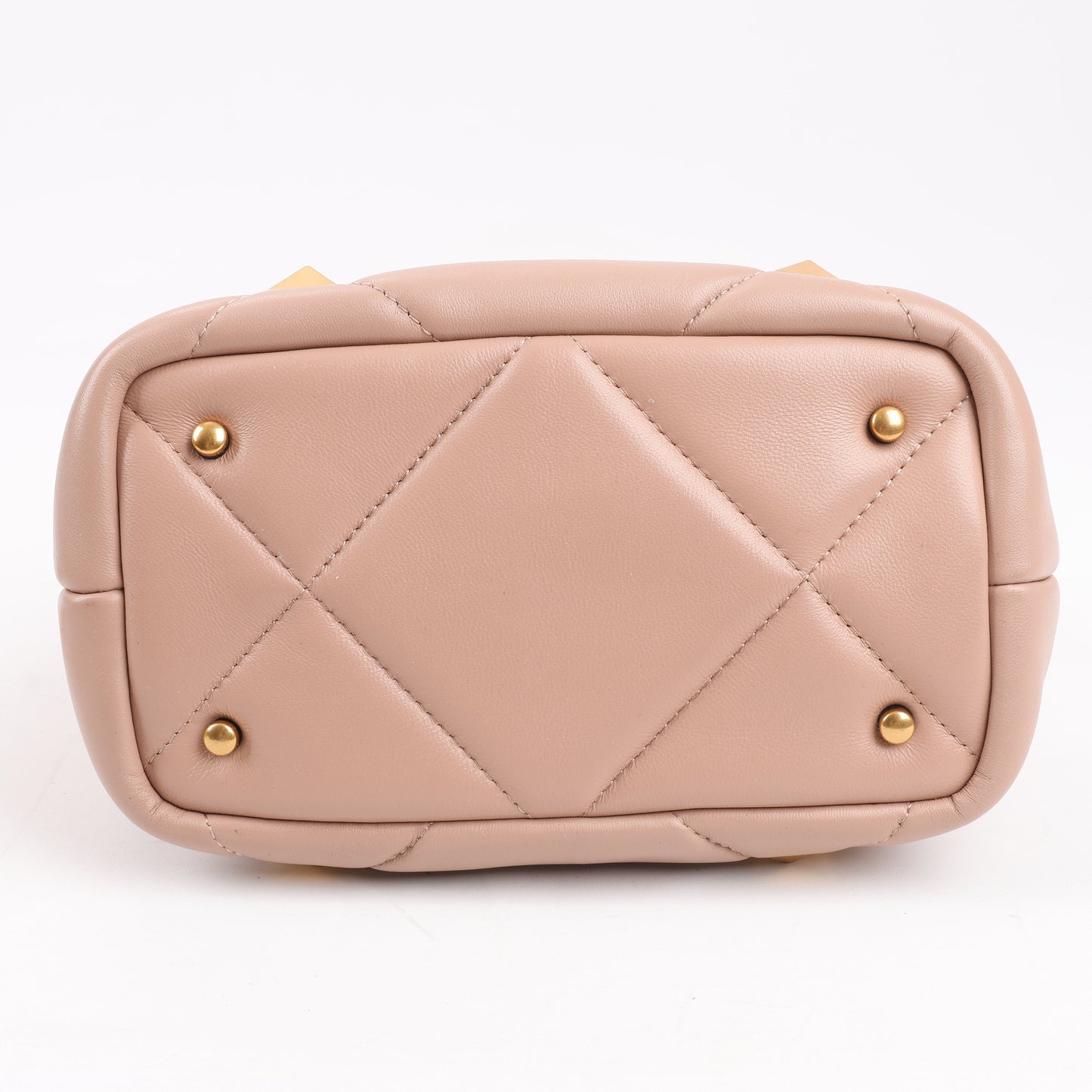 Sac à main 3 compartiments en cuir Roman Studs Valentino Garavani beige poudré