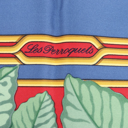 Hermès Carré 90 "LES PERROQUETS" Silk handkerchief in Burgundy