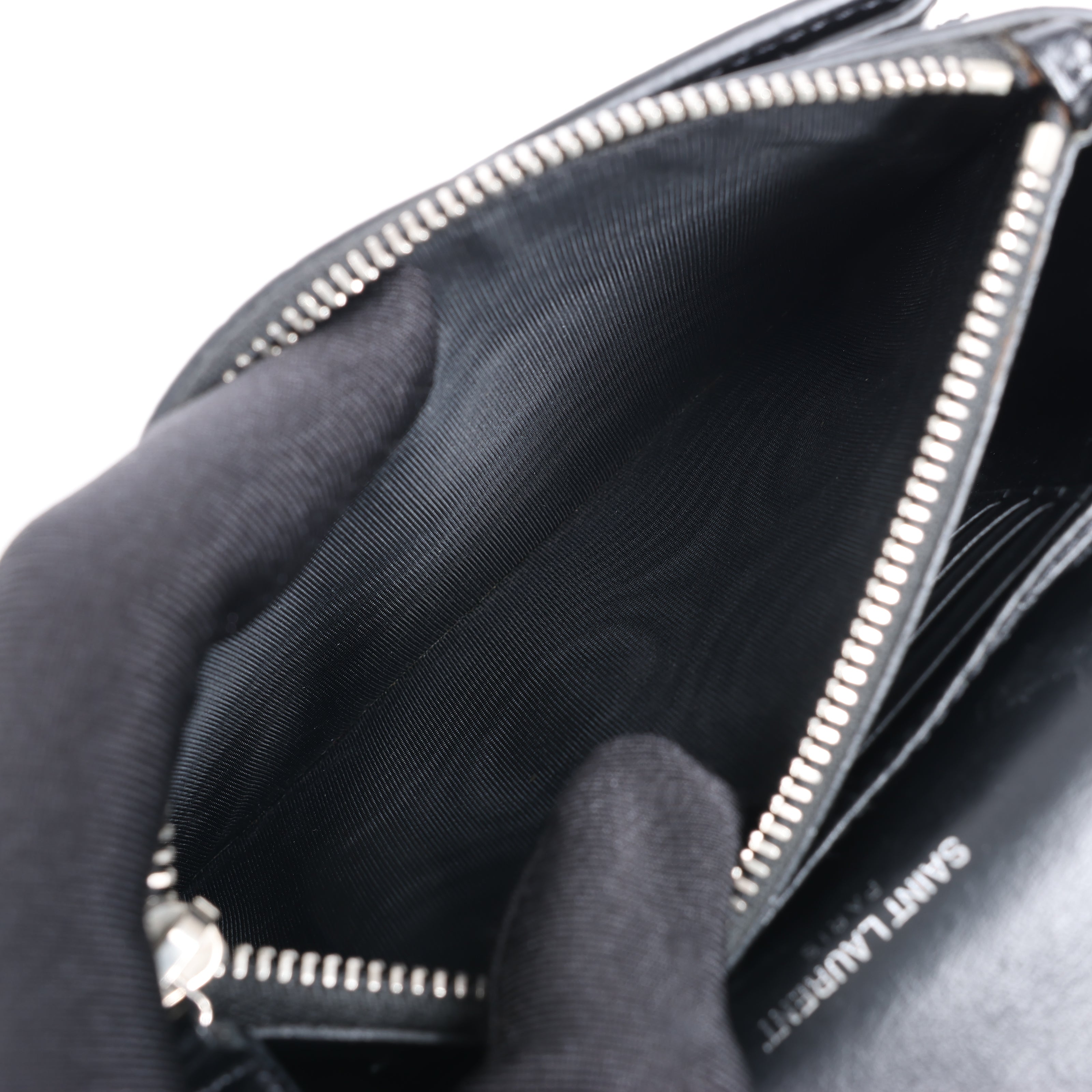 Saint Laurent Paris Sunset Mock Croc Shoulder Bag in Black