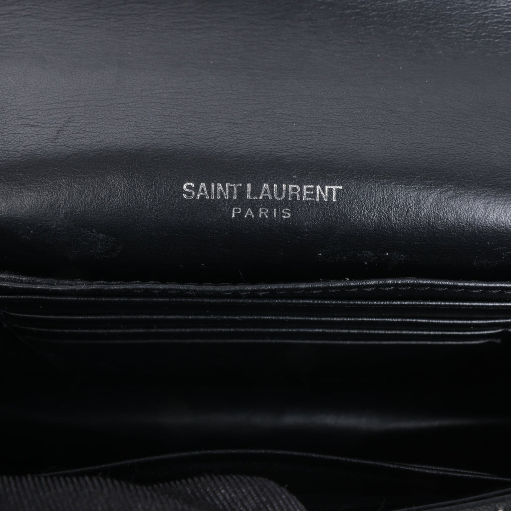 Saint Laurent Paris Sunset Mock Croc Shoulder Bag in Black