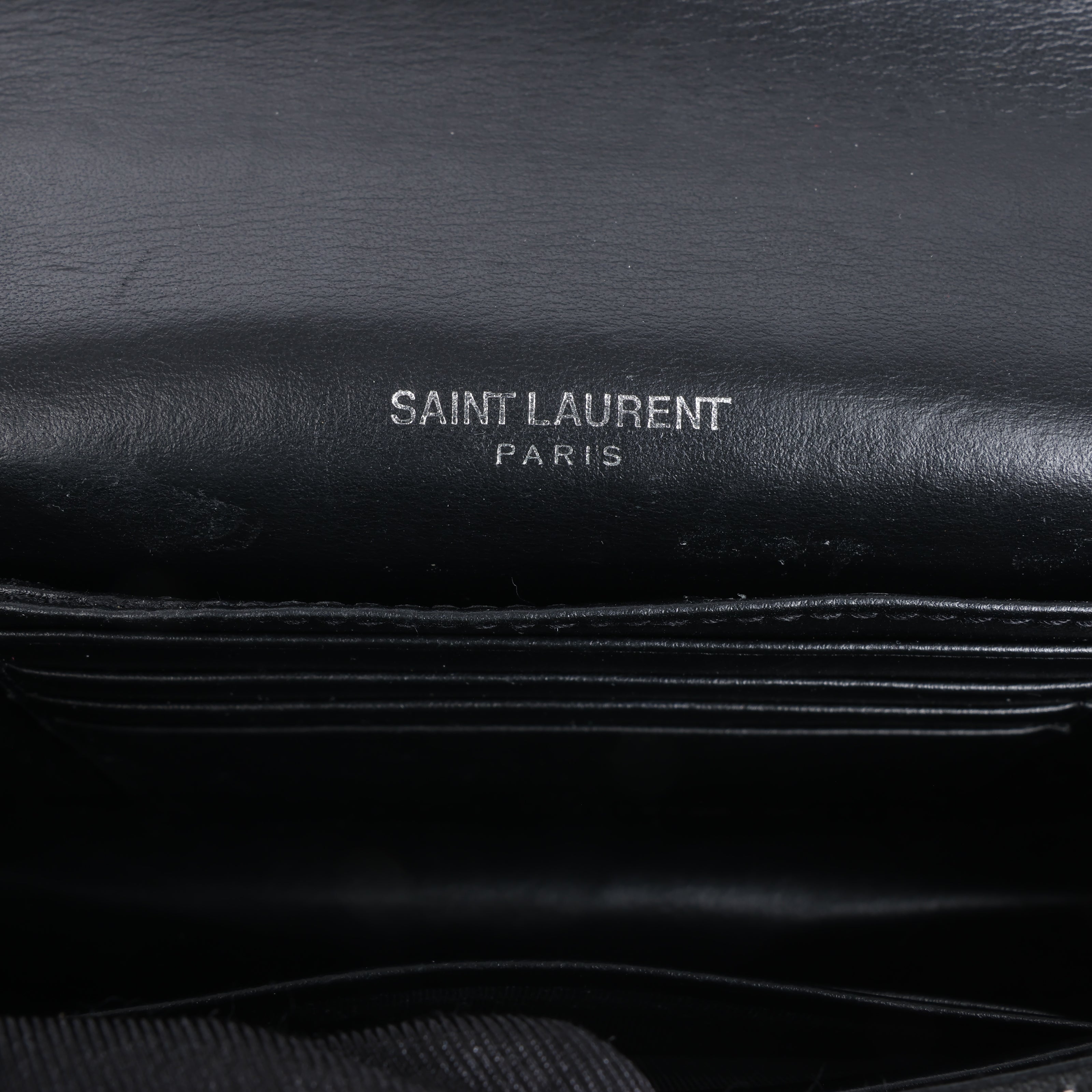 Saint Laurent Paris Sunset Mock Croc Shoulder Bag in Black