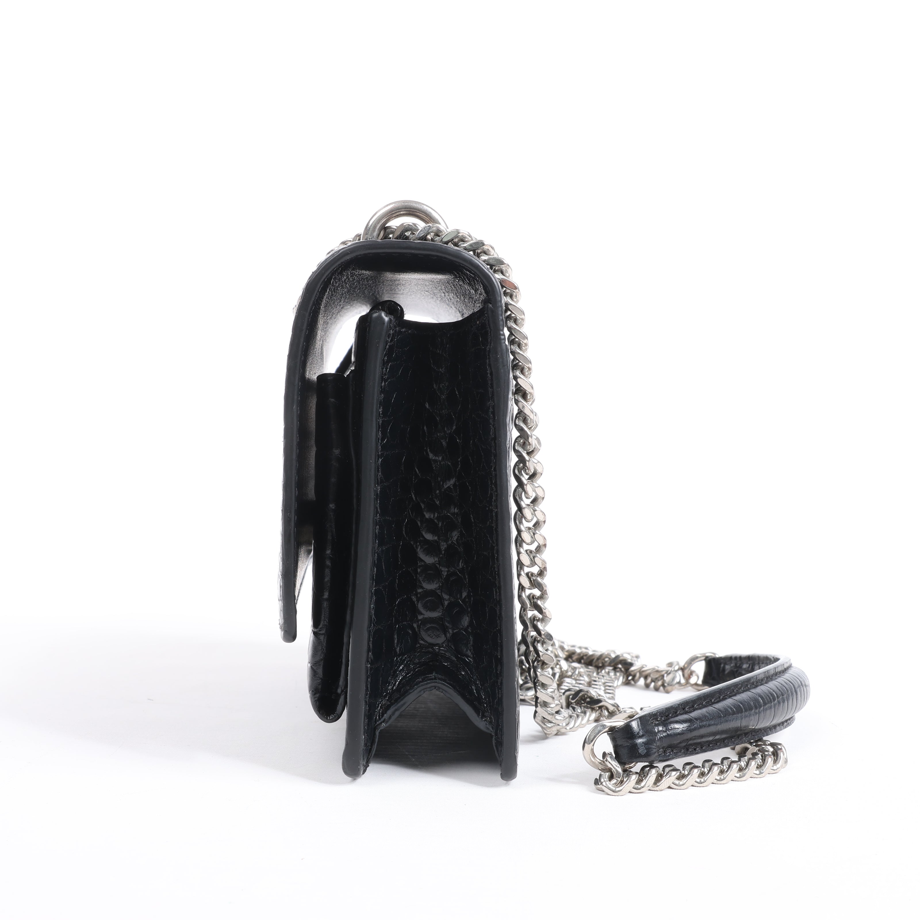 Saint Laurent Paris Sunset Mock Croc Shoulder Bag in Black