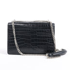 Saint Laurent Paris Sunset Mock Croc Shoulder Bag in Black