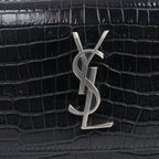 Saint Laurent Paris Sunset Mock Croc Shoulder Bag in Black