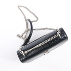 Saint Laurent Paris Sunset Mock Croc Shoulder Bag in Black