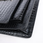 Saint Laurent Paris Sunset Mock Croc Shoulder Bag in Black