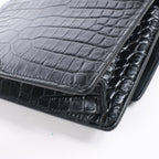 Saint Laurent Paris Sunset Mock Croc Shoulder Bag in Black