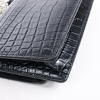 Saint Laurent Paris Sunset Mock Croc Shoulder Bag in Black