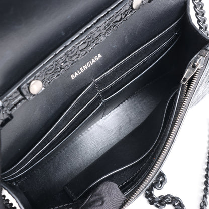Balenciaga Hourglass Mock Croc Shoulder bag in Black
