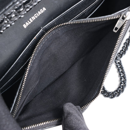 Balenciaga Hourglass Mock Croc Shoulder bag in Black