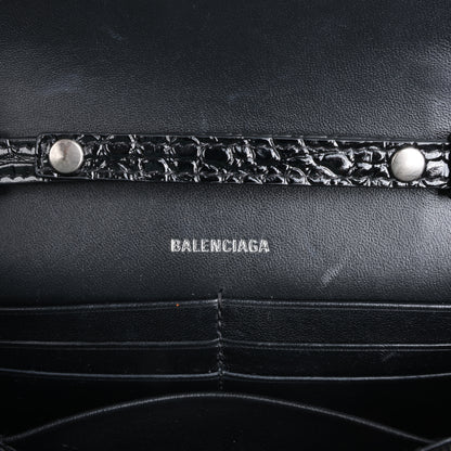 Sac à bandoulière Balenciaga Hourglass Mock Croc en noir