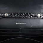 Balenciaga Hourglass Mock Croc Shoulder bag in Black