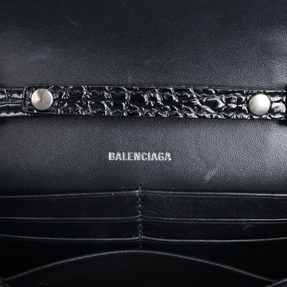 Balenciaga Hourglass Mock Croc Shoulder bag in Black