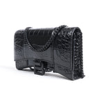 Balenciaga Hourglass Mock Croc Shoulder bag in Black