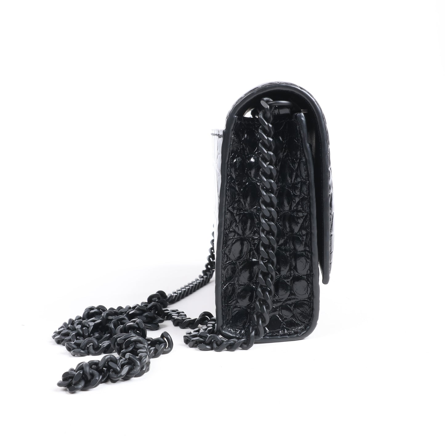 Sac à bandoulière Balenciaga Hourglass Mock Croc en noir