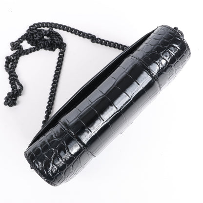 Balenciaga Hourglass Mock Croc Shoulder bag in Black