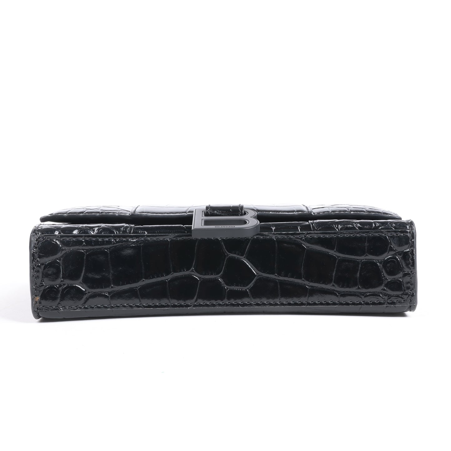 Sac à bandoulière Balenciaga Hourglass Mock Croc en noir