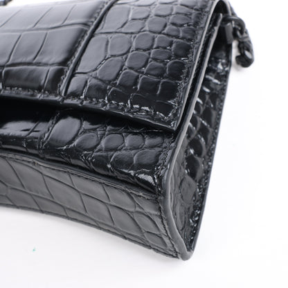 Balenciaga Hourglass Mock Croc Shoulder bag in Black