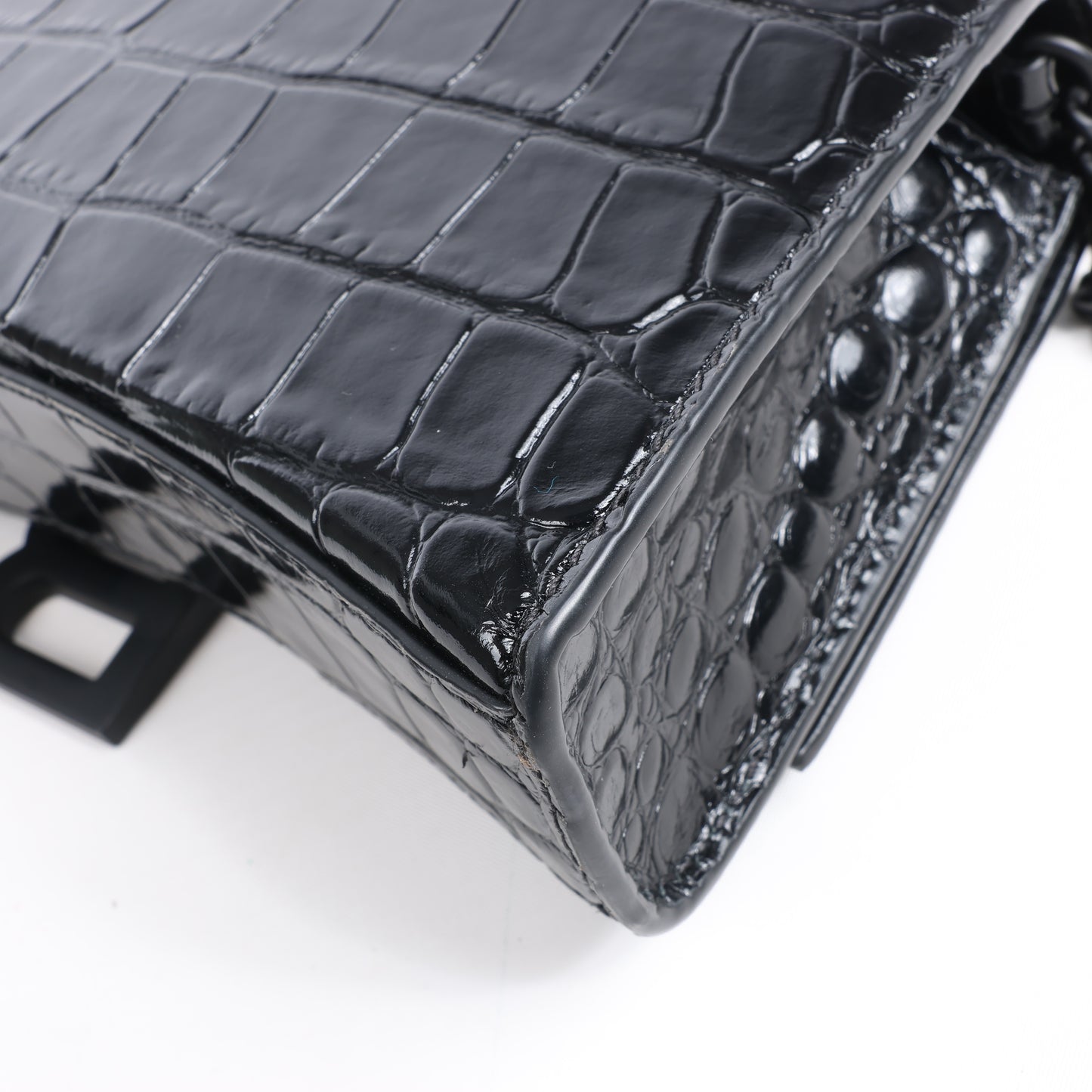 Sac à bandoulière Balenciaga Hourglass Mock Croc en noir