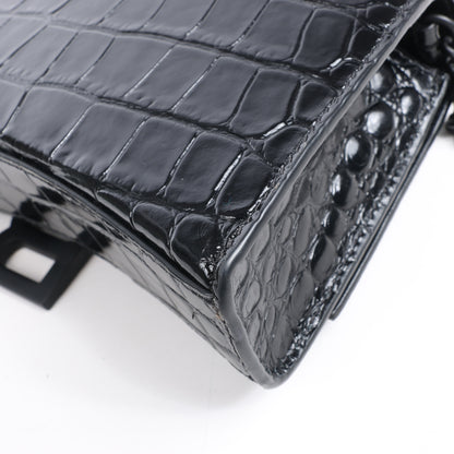 Sac à bandoulière Balenciaga Hourglass Mock Croc en noir
