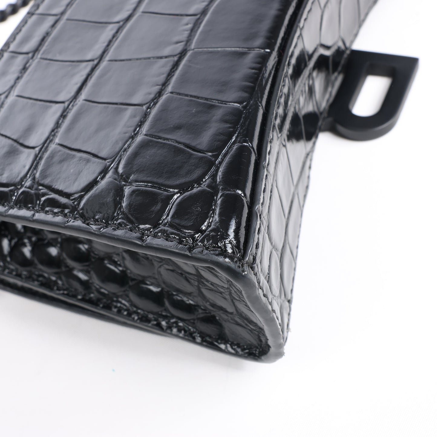 Sac à bandoulière Balenciaga Hourglass Mock Croc en noir