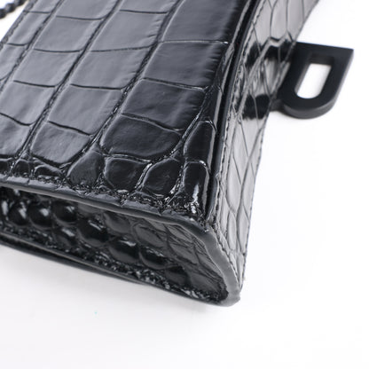 Sac à bandoulière Balenciaga Hourglass Mock Croc en noir