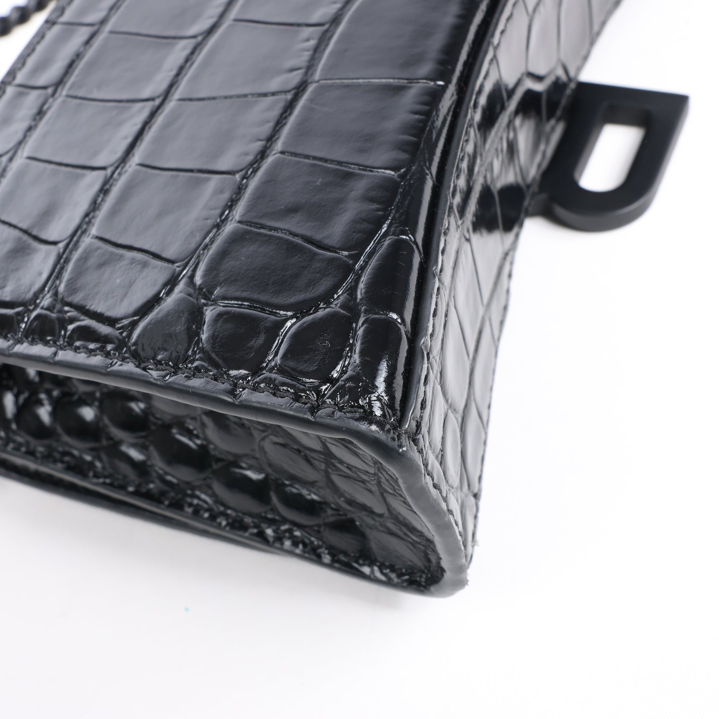 Balenciaga Hourglass Mock Croc Shoulder bag in Black