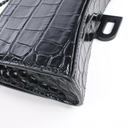 Balenciaga Hourglass Mock Croc Shoulder bag in Black