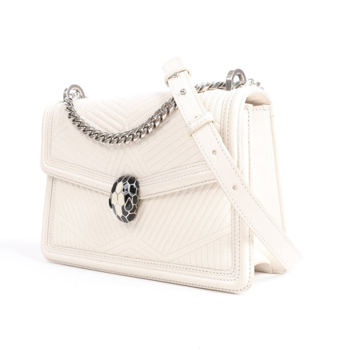 Bolso de hombro con cadena de piel Serpenti de BVLGARI en color blanco