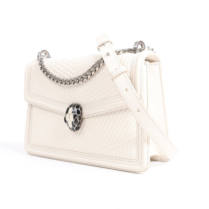 BVLGARI Serpenti Leather Chain Shoulder Bag in White