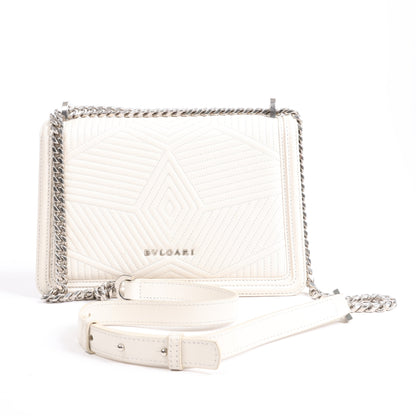 BVLGARI Serpenti Leather Chain Shoulder Bag in White