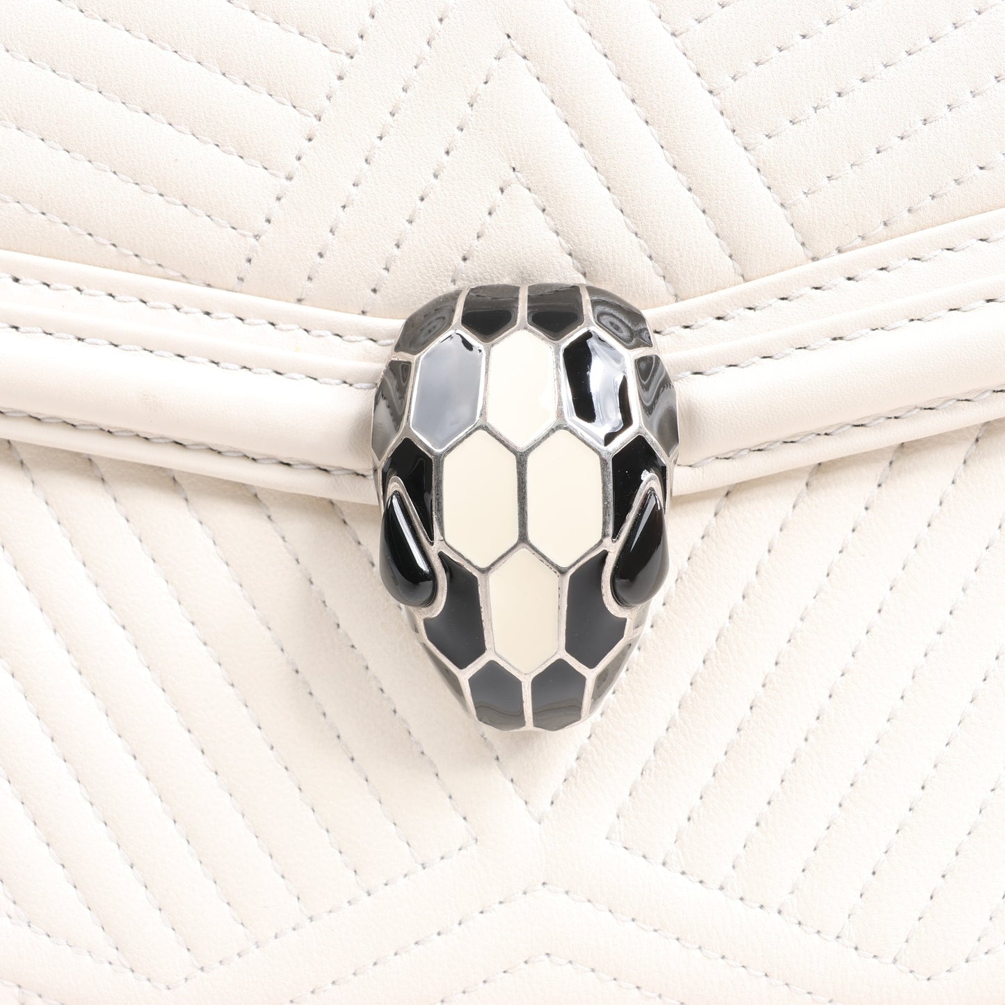 BVLGARI Serpenti Leather Chain Shoulder Bag in White