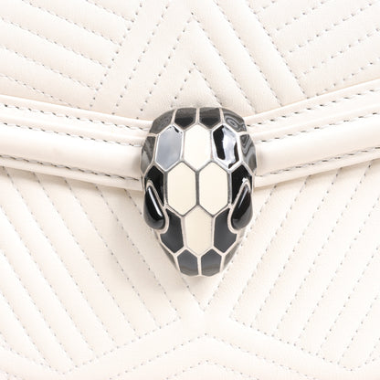 BVLGARI Serpenti Leather Chain Shoulder Bag in White