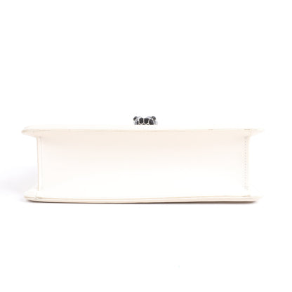 BVLGARI Serpenti Leather Chain Shoulder Bag in White