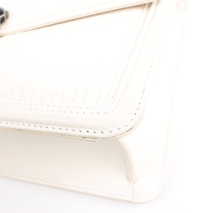 BVLGARI Serpenti Leather Chain Shoulder Bag in White