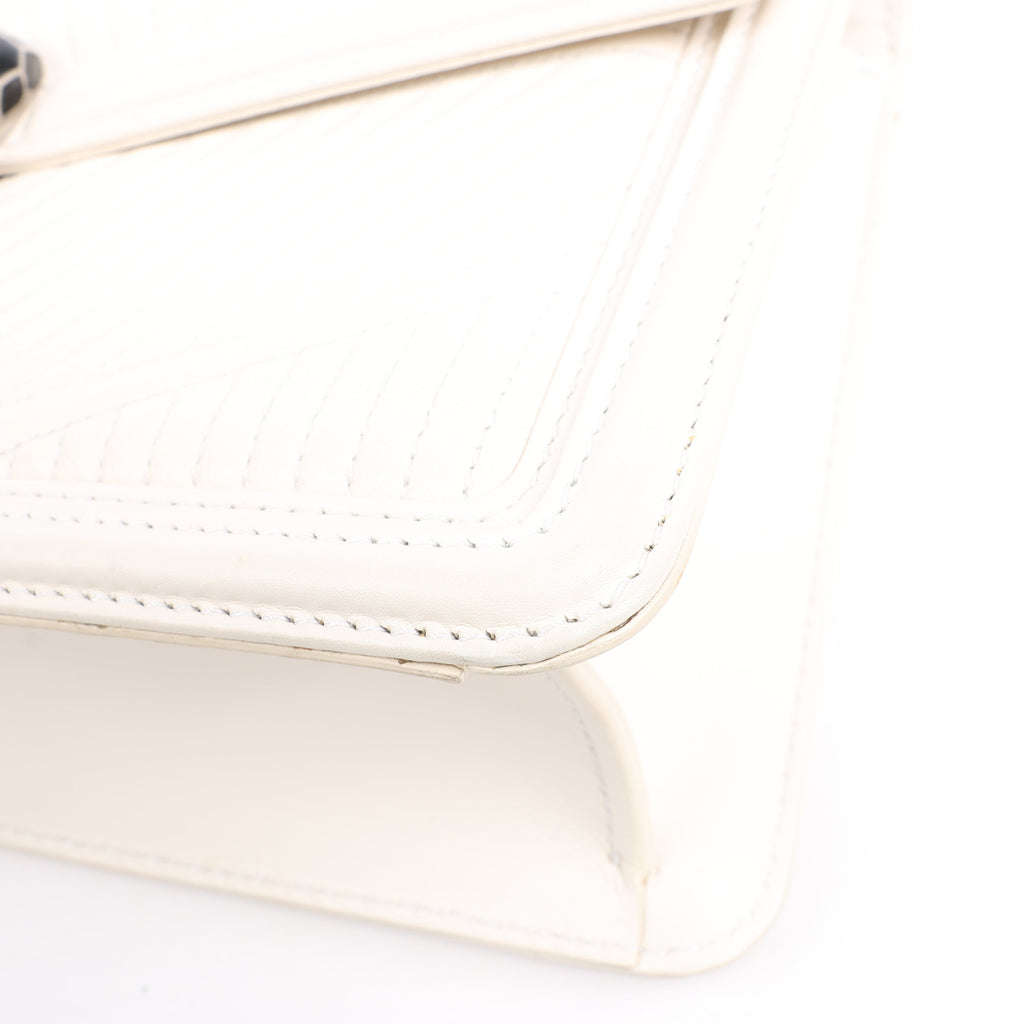 BVLGARI Serpenti Leather Chain Shoulder Bag in White