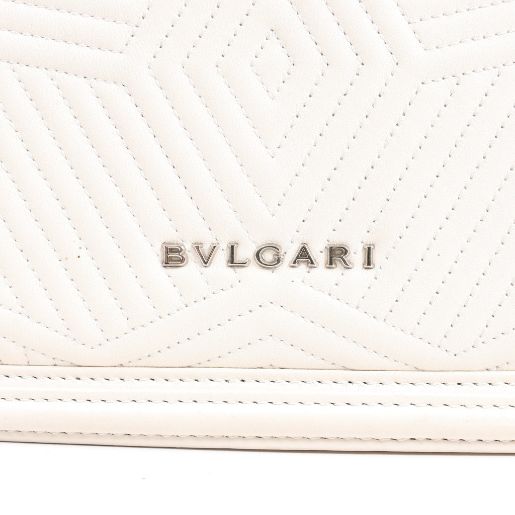 BVLGARI Serpenti Leather Chain Shoulder Bag in White
