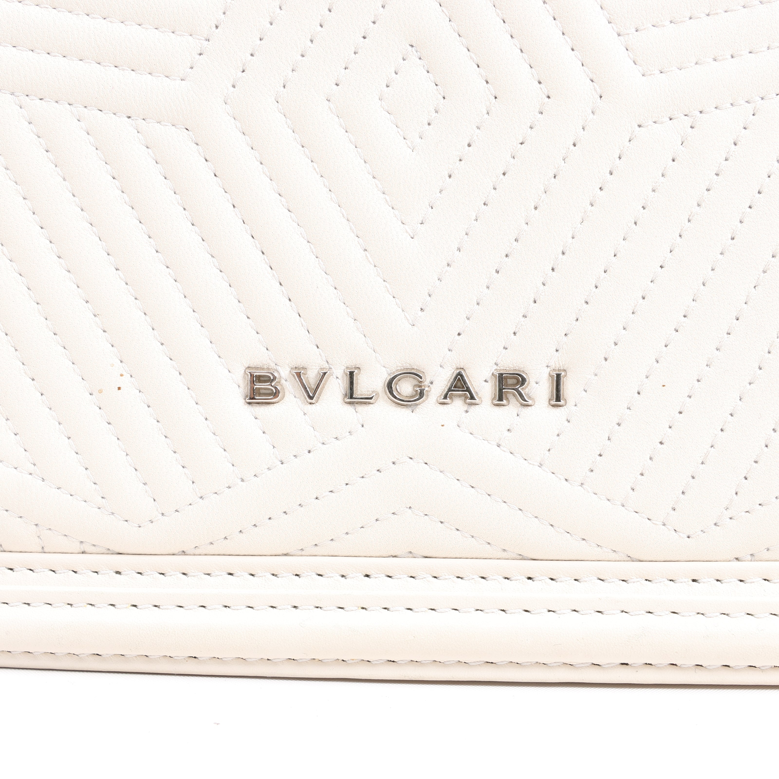 BVLGARI Serpenti Leather Chain Shoulder Bag in White
