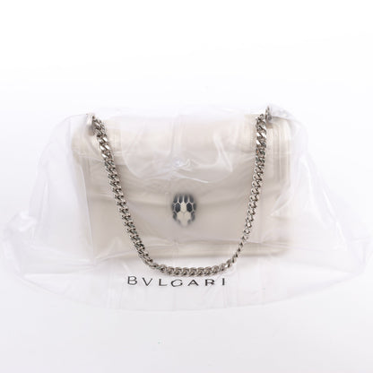 BVLGARI Serpenti Leather Chain Shoulder Bag in White