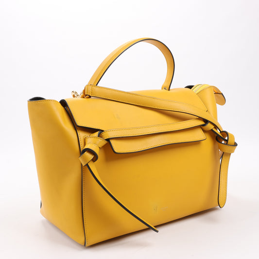 Mini sac ceinture CELINE en cuir de veau lisse, sac à main 2 voies, jaune