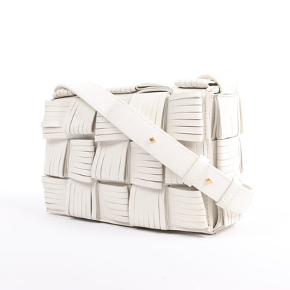 Bottega Veneta Maxi Intrecciato Cassette Leather Shoulder Bag in White
