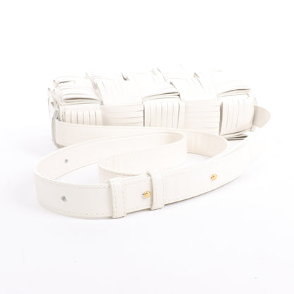 Bottega Veneta Maxi Intrecciato Cassette Leather Shoulder Bag in White