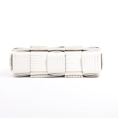 Bottega Veneta Maxi Intrecciato Cassette Leather Shoulder Bag in White