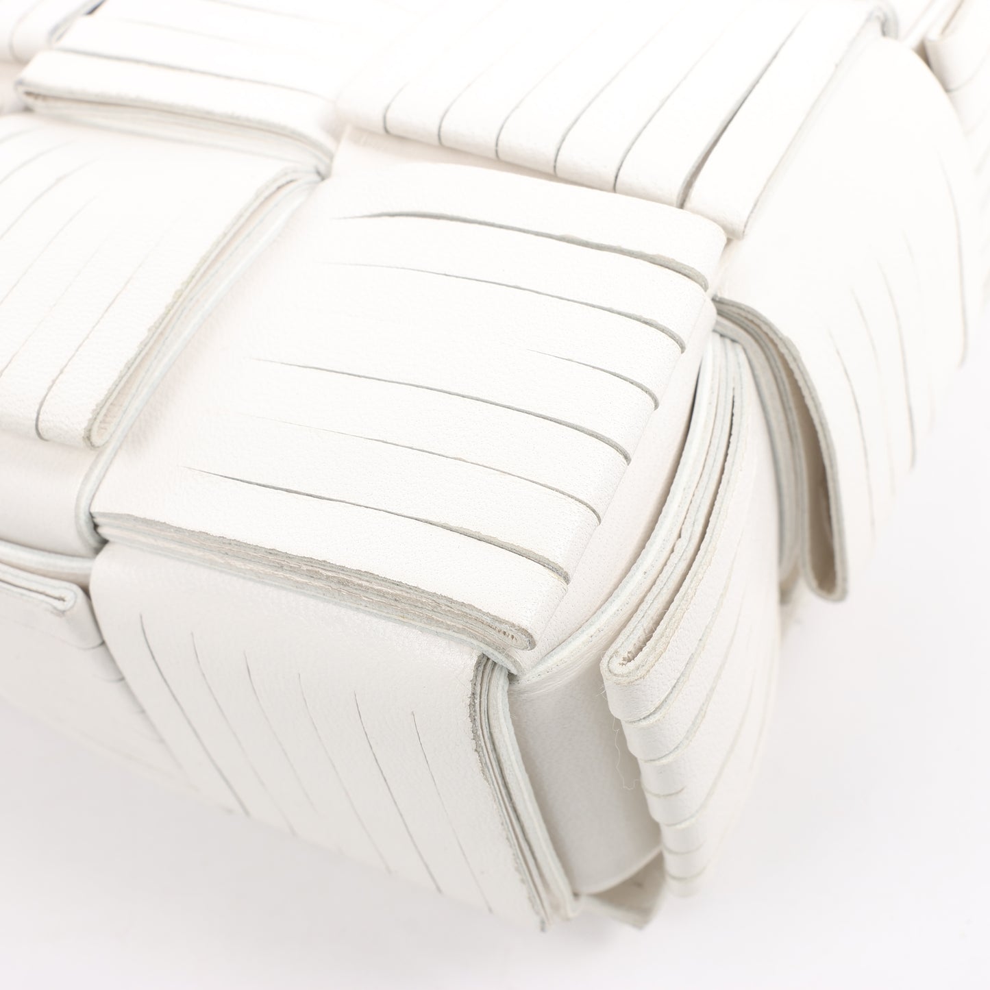 Bottega Veneta Maxi Intrecciato Cassette Leather Shoulder Bag in White