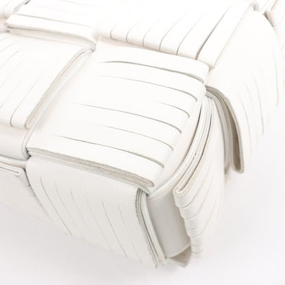 Bottega Veneta Maxi Intrecciato Cassette Leather Shoulder Bag in White